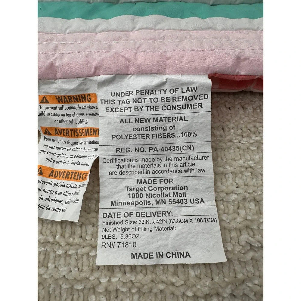 Cloud Island Baby Quilt Woodland Deer Rabbit Pink Nursery Blanket 33x42 Kids Toy